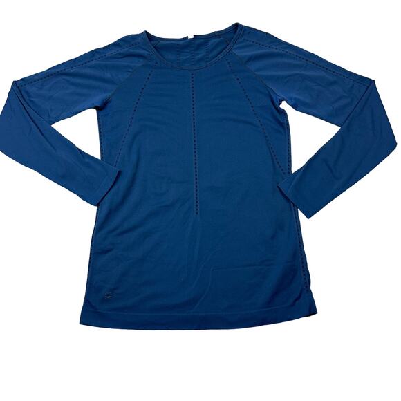 Athleta Tops - Athleta Long Sleeve Top Blue Seamless Athletic Performance Shirt Women Size S